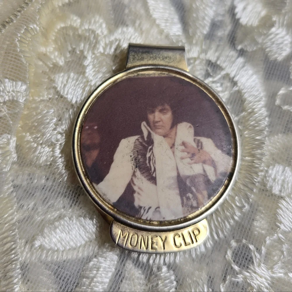 Vintage Gold-tone Elvis Money Clip with Portrait!